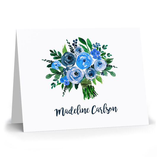 Blue Bouquet Folded Note Cards